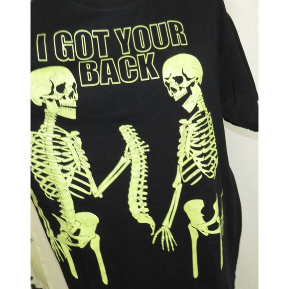 Funny Skeleton I GOT YOUR BACK Glow In The Dark T-Shirt Size Large - Picture 6 of 7